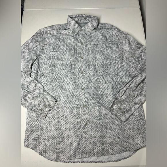Reel Legends Shirt Mens Saltwater Gray White Button Up Long Sleeve Fishing Sz M - Picture 5 of 13